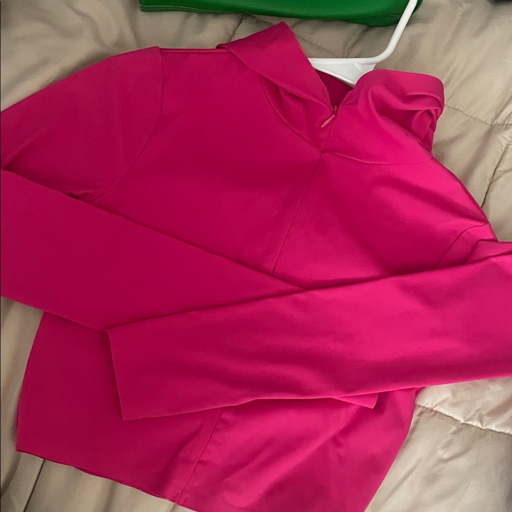 Women's Pink Long Sleeve Crop Top